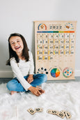 Classroom & School size Wooden perpetual calendar with seasons, moon phases, months, days and weather