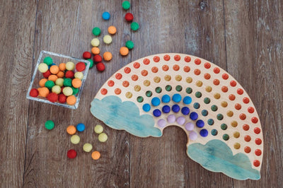 Rainbow with clouds - Color sorting toy - color matching - Montessori classroom