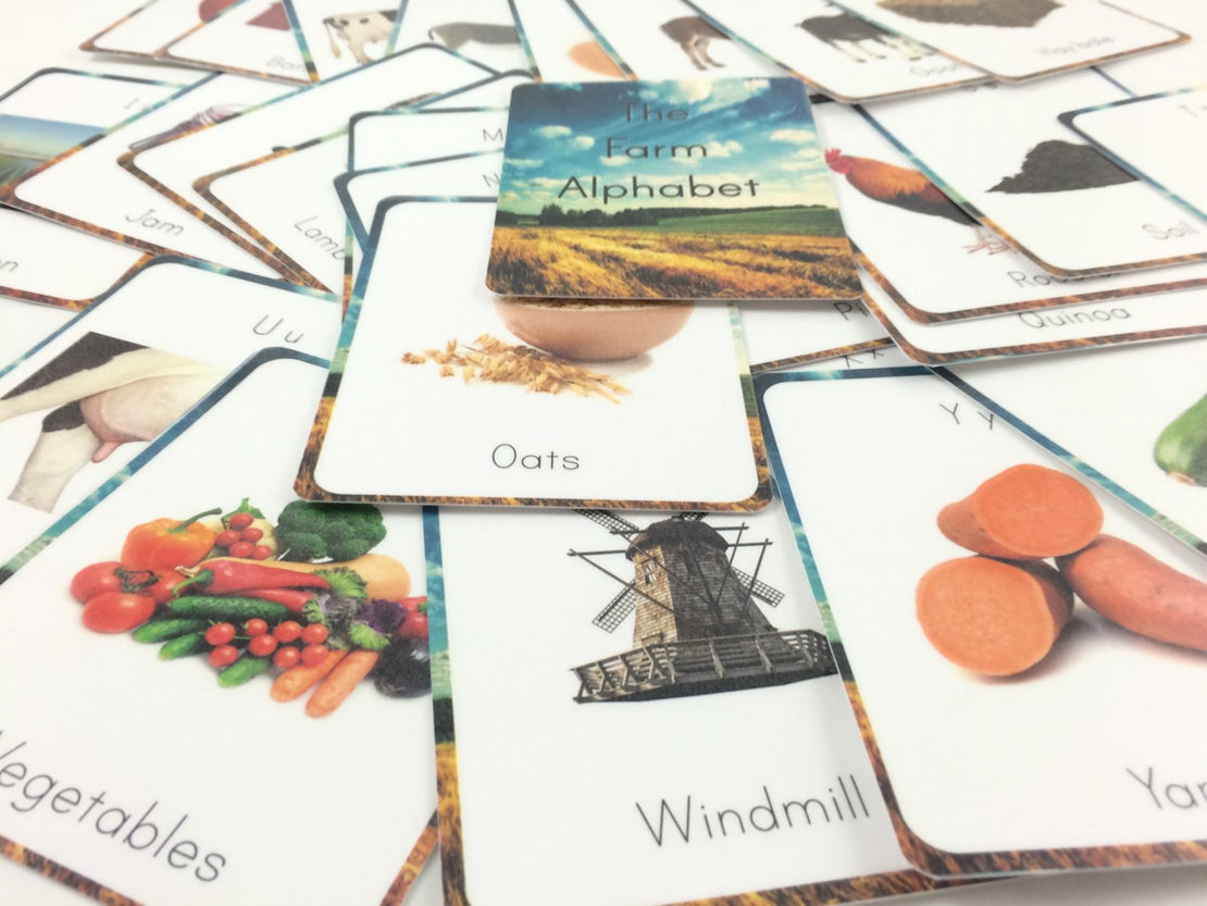 Farm alphabet cards, flash cards, classroom decor, classroom wall art