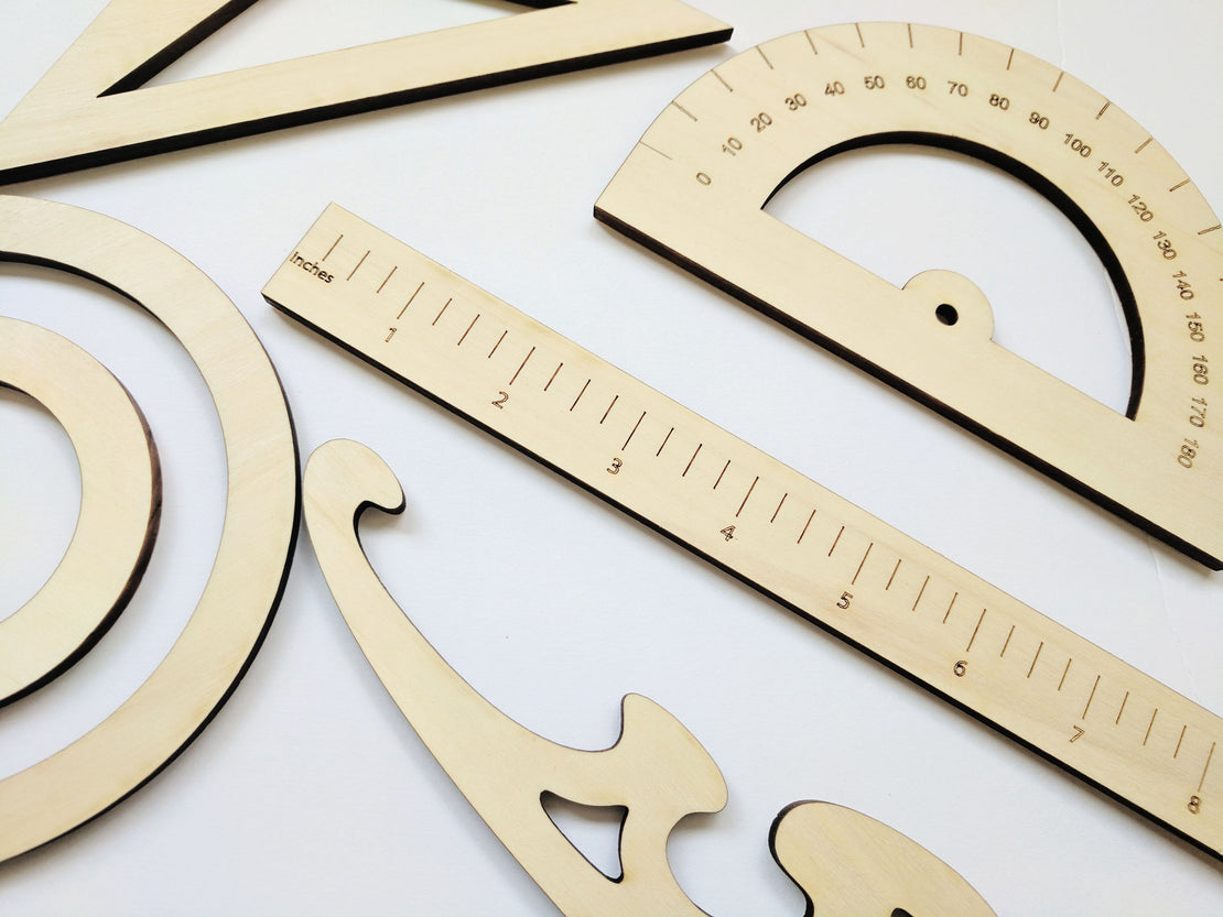 Kids drafting kit - Geometry kit - Math toys - Montessori toys - Waldorf toys - educational toys - Engineers kit - drafting tools