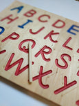 Alphabet Tracing board, Montessori colors, D'Nealian font with guided arrows, wood alphabet tracing board