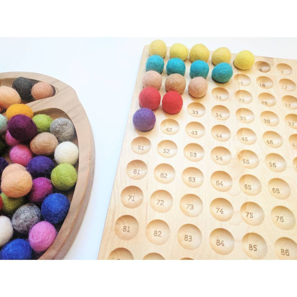 Hundred board - hundred frame - 100 board - counting board - Montessori toy - math manipulative