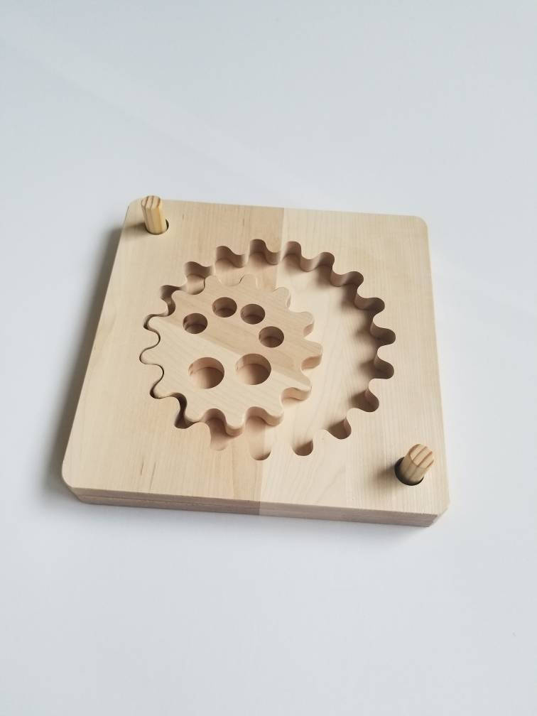 Wooden spirograph, toddler spiral drawing kit