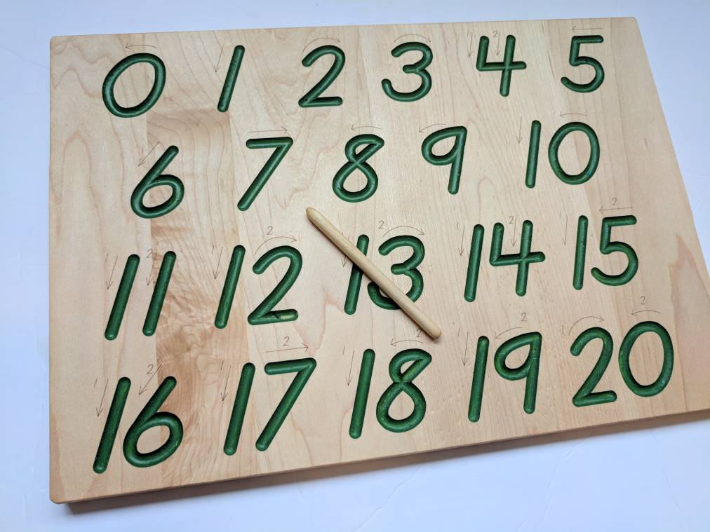 Number tracing board - Montessori math toy - Math manipulative - Math gift - Christmas gift