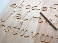 Alphabet tracing board, Natural wood, D'Nealian font alphabet tracing with guided arrows, educational toys