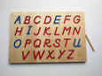 Alphabet Tracing board, Montessori colors, D'Nealian font with guided arrows, wood alphabet tracing board