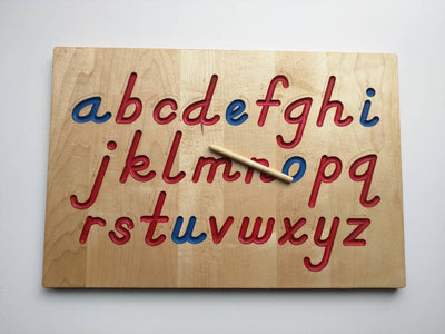SECONDS/IMPERFECT Alphabet Tracing board, Montessori colors, D'Nealian font with guided arrows