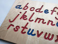 Alphabet Tracing board, Montessori colors, D'Nealian font with guided arrows, wood alphabet tracing board