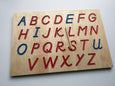 Alphabet Tracing board, Montessori colors, D'Nealian font with guided arrows, wood alphabet tracing board