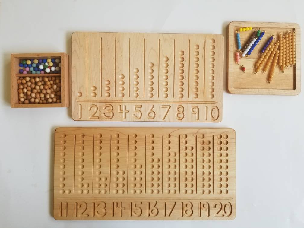 Number counting board - Number tracing board - Montessori counting board - Ten board