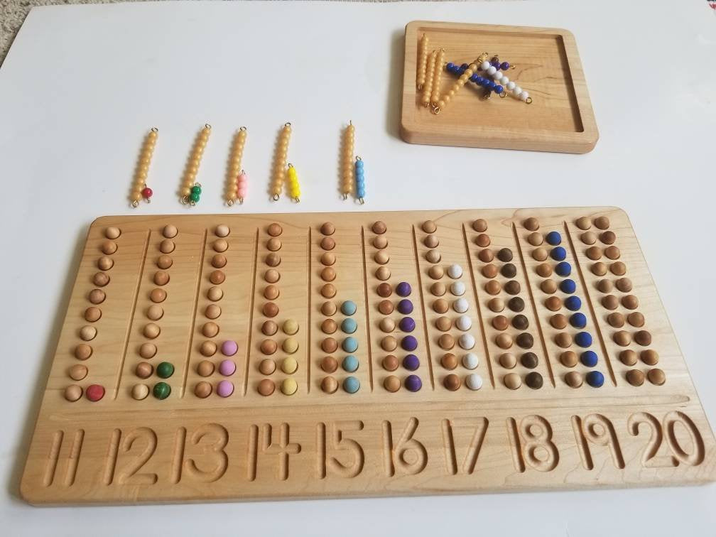 Teen board - 11-20 Number counting board- Number tracing board - Montessori