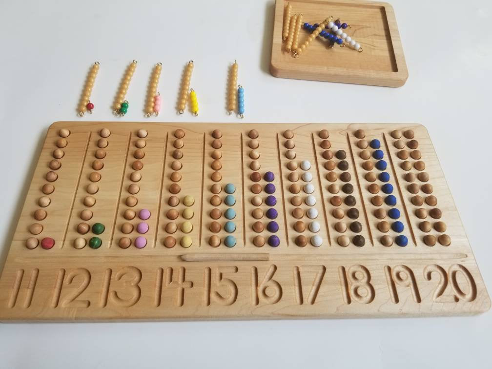 Teen board - 11-20 Number counting board- Number tracing board - Montessori