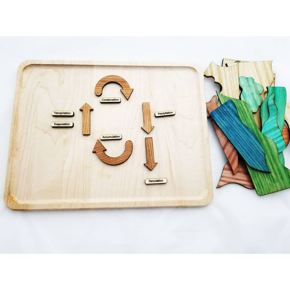 Water cycle puzzle, wooden puzzle, Earth day