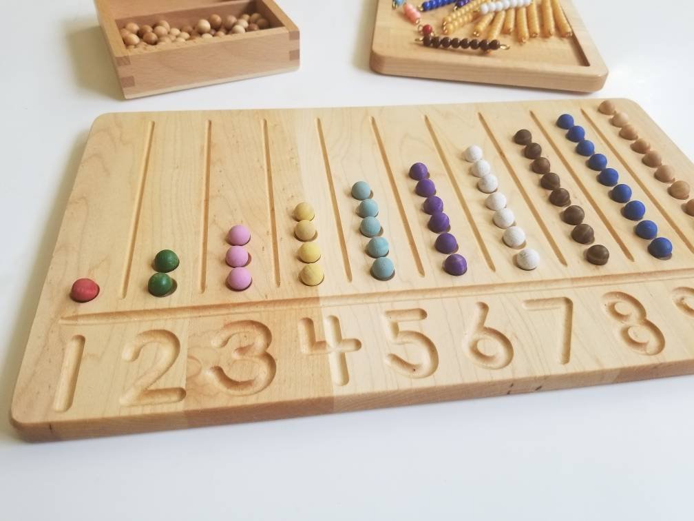 Number counting board - Number tracing board - Montessori counting board - Ten board