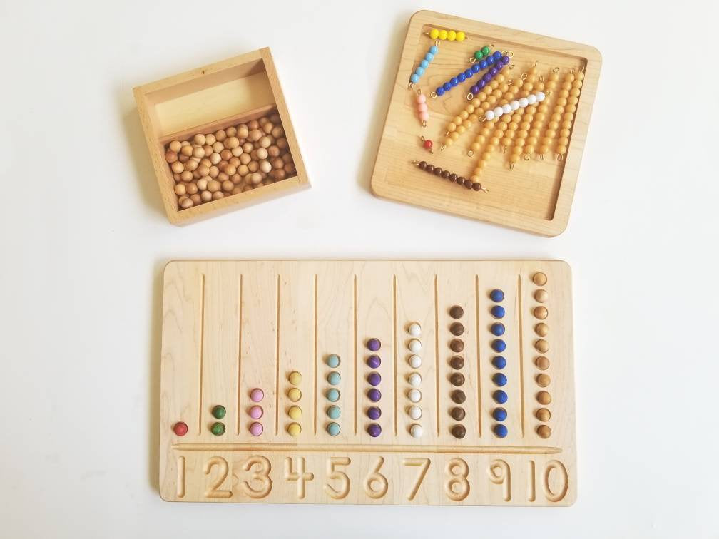 Number counting board - Number tracing board - Montessori counting board - Ten board