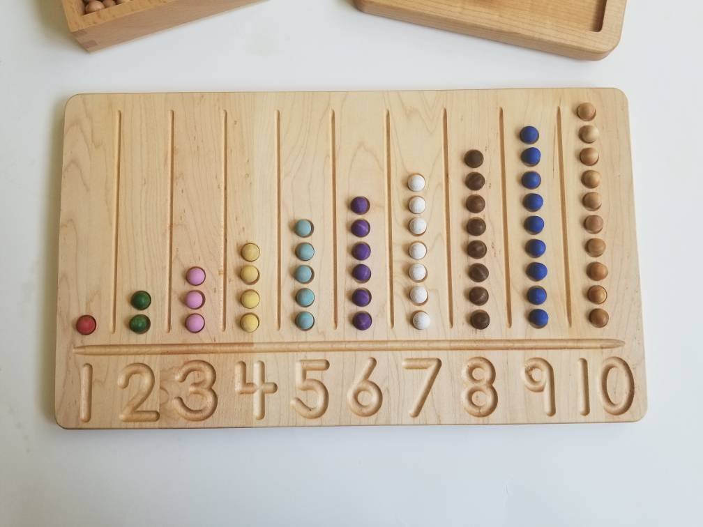 Number counting board - Number tracing board - Montessori counting board - Ten board
