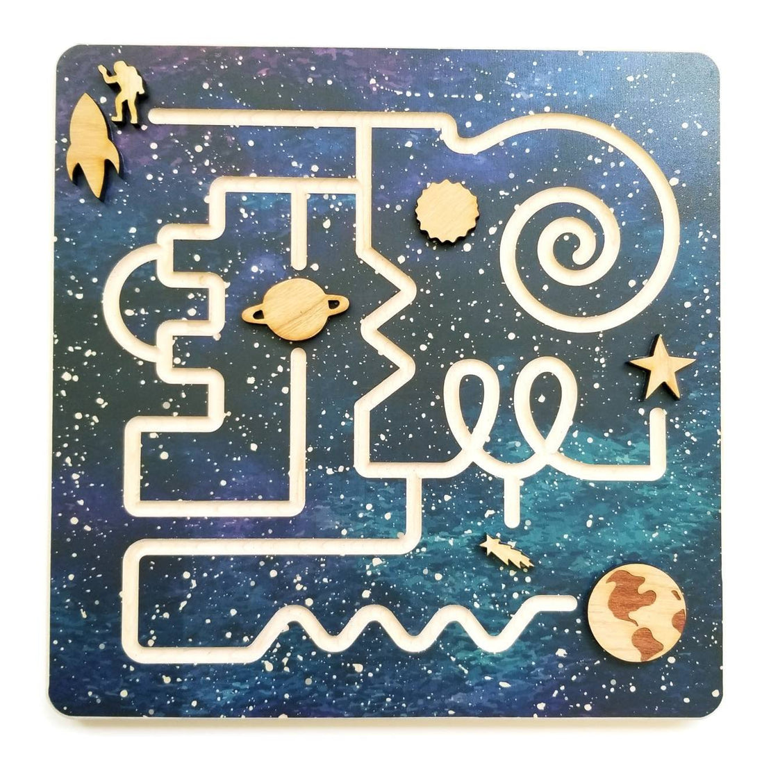 Prewriting maze - form drawing - finger maze - marble maze - space gift - Christmas gift - stem toy
