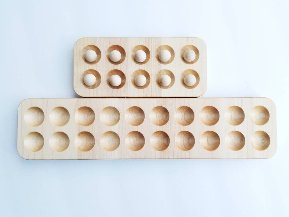 Ten frame - wooden ten board - math manipulative- Montessori