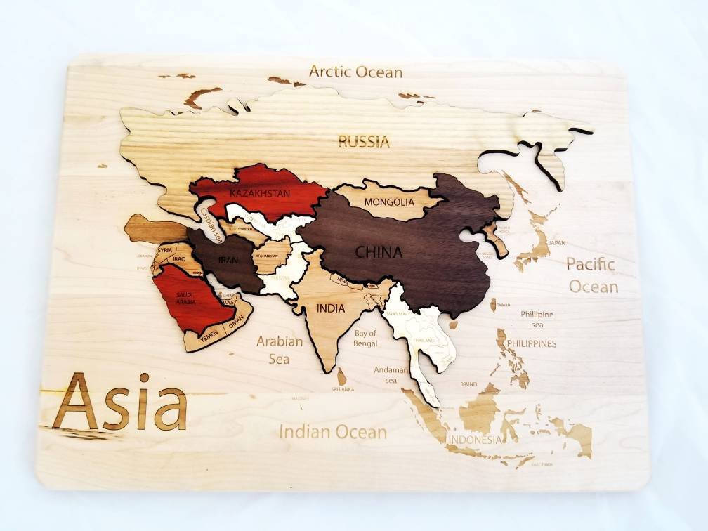 Wooden map puzzle - United states map - continent maps - country map -  wooden puzzle - Montessori continent maps - Waldorf