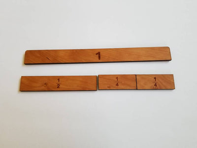 SECONDS Fraction strips - fraction bars - Wooden fraction tiles - Montessori