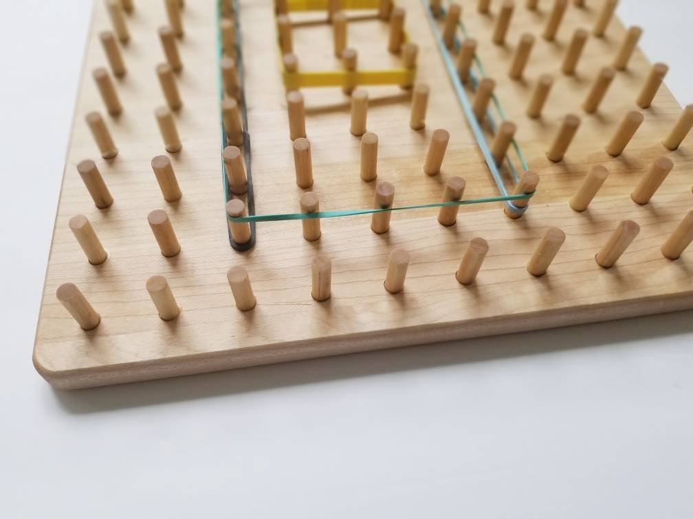 Wooden Geoboard - wood Geo board - pegboard - math manipulative - Montessori toy - Waldorf toy - wooden toys - toddler gift - gift for kids