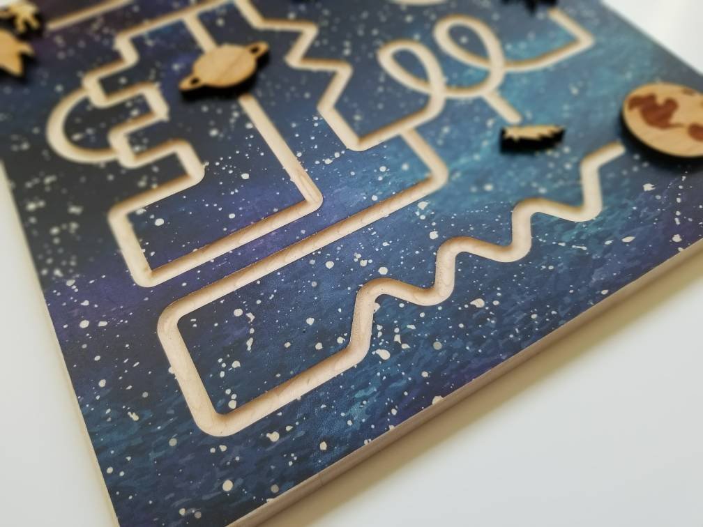 Prewriting maze - form drawing - finger maze - marble maze - space gift - Christmas gift - stem toy