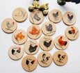 Wooden memory game - chicken breed hen rooster match