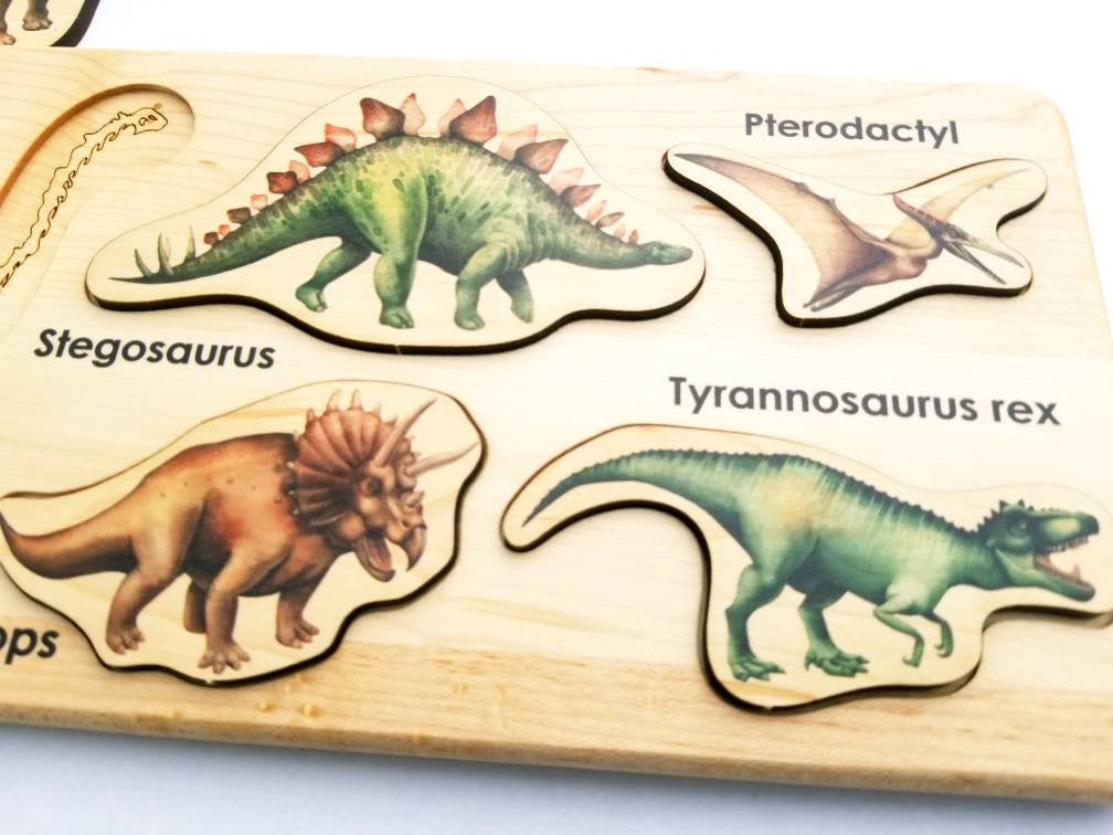Wooden dinosaur puzzle - dinosaur toy - wooden dinosaur toy - dinosaur - dinosaur birthday gift- Christmas gift - gift for kids