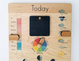 Wooden perpetual calendar with seasons, moon phases, months, days and weather