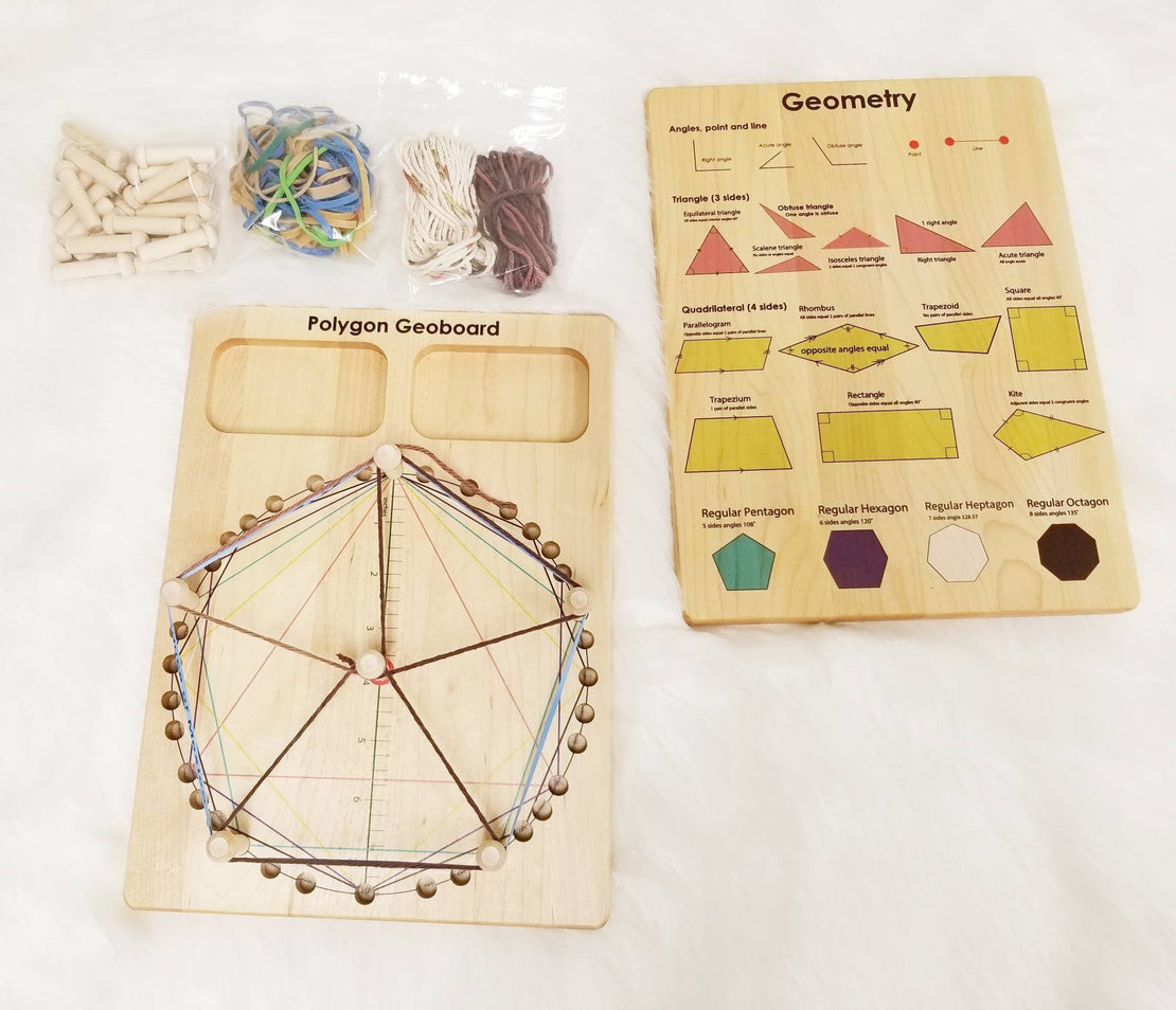 Polygon geoboard - geometry board - Geo board - Math manipulative - Montessori