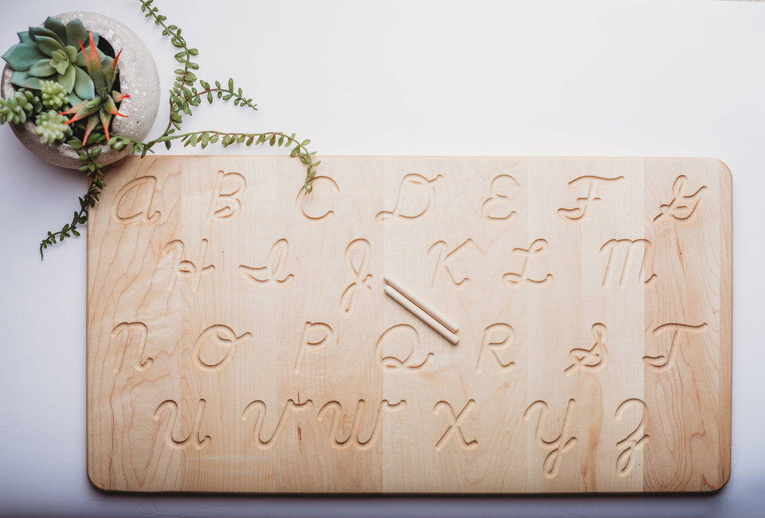 Cursive alphabet tracing board - wooden alphabet board - wooden tracing board - Montessori - Waldorf