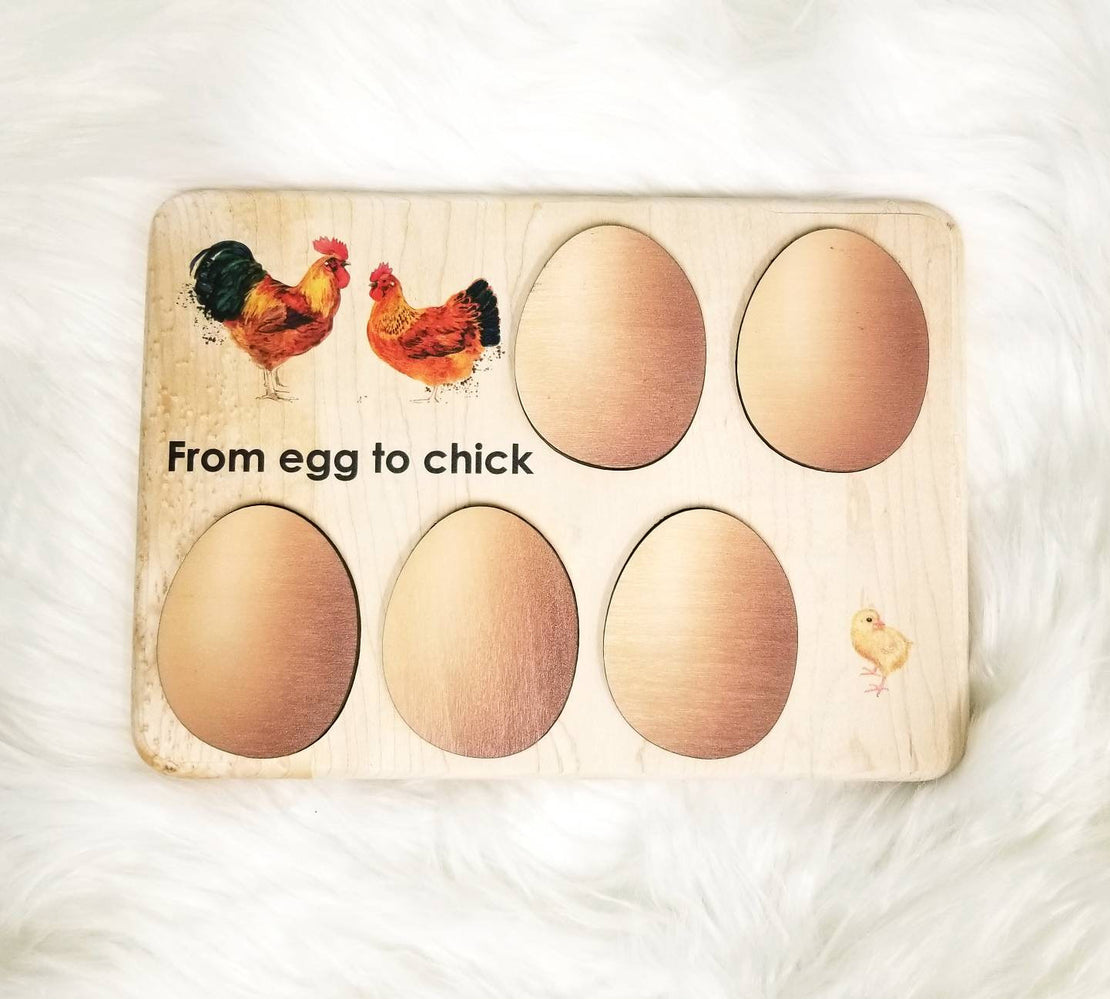 Chicken development - chicken gift- raising chickens - Montessori - wooden puzzle