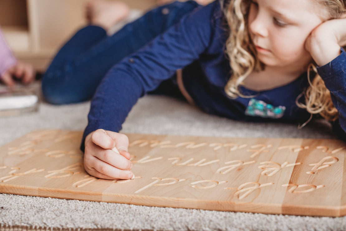 Cursive alphabet tracing board - wooden alphabet board - wooden tracing board - Montessori - Waldorf