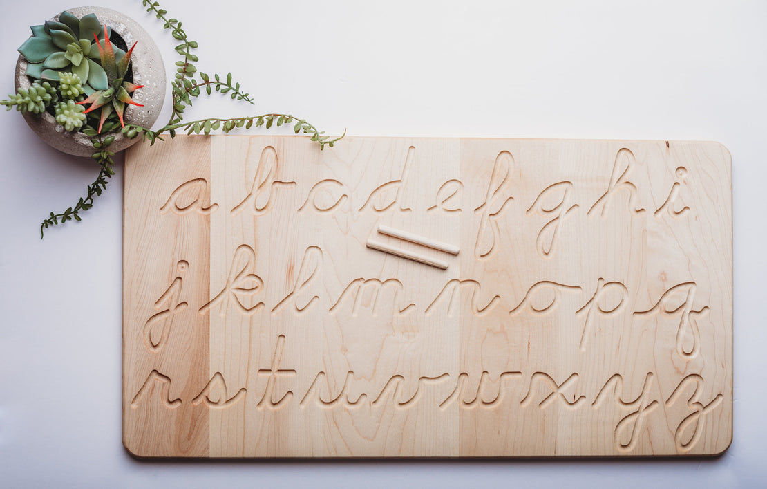 Cursive alphabet tracing board - wooden alphabet board - wooden tracing board - Montessori - Waldorf