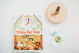 Wooden toy clock with minute and hour in different shades for easy learning