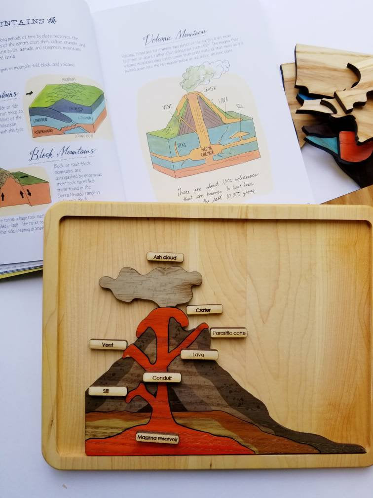 Rock cycle puzzle - Rocks and minerals - Montessori puzzle - Earth science - volcano puzzle - Geography - geology - stem toy - science