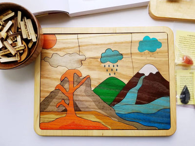 Rock cycle puzzle - Rocks and minerals - Montessori puzzle - Earth science - volcano puzzle - Geography - geology - stem toy - science