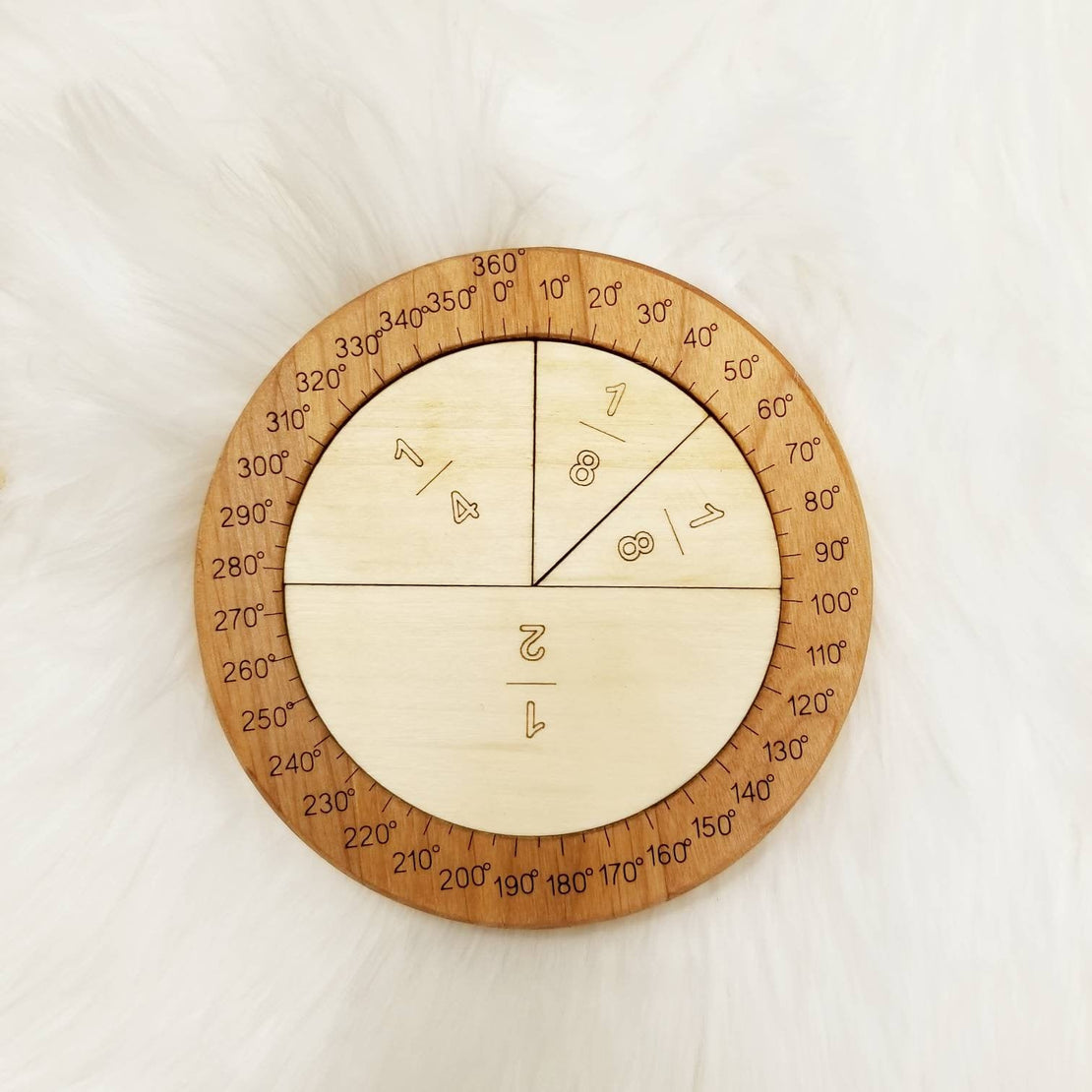 Fractions learning kit - Fraction circles - Montessori math manipulatives - degree