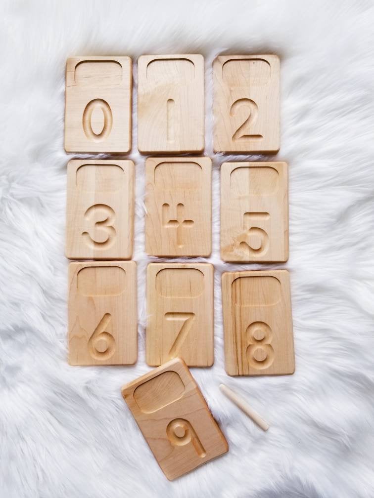 SECONDS Number tracing cards with space for tiles - Montessori sandpaper numbers - Learn numbers