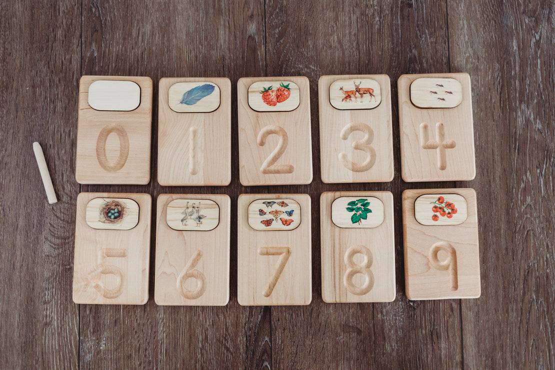 SECONDS Number tracing cards with space for tiles - Montessori sandpaper numbers - Learn numbers