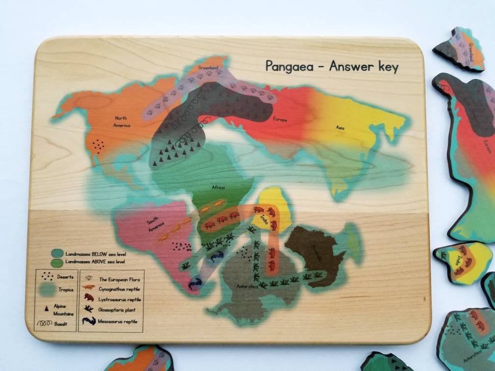 Plate tectonics puzzle - Pangaea puzzle - pangea - continental drift - Montessori toys - Geography gift - stem toys - wooden toys - teacher