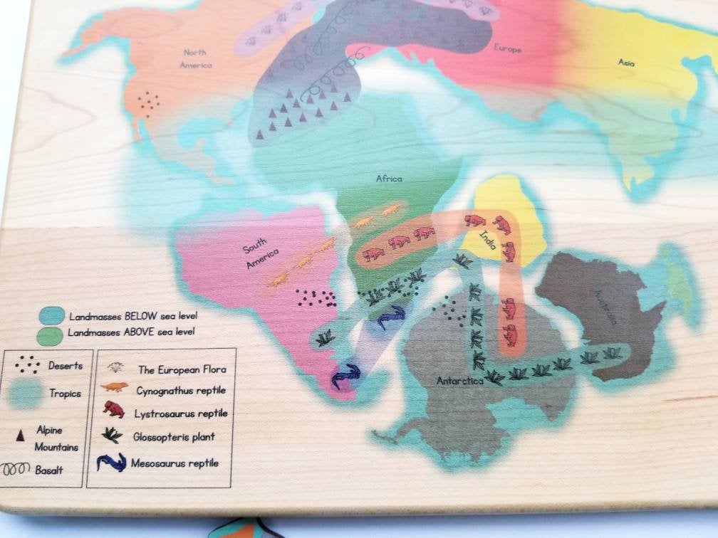 Plate tectonics puzzle - Pangaea puzzle - pangea - continental drift - Montessori toys - Geography gift - stem toys - wooden toys - teacher