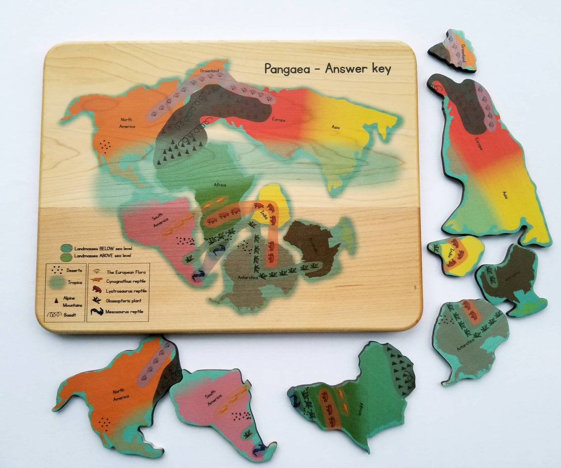 Plate tectonics puzzle - Pangaea puzzle - pangea - continental drift - Montessori toys - Geography gift - stem toys - wooden toys - teacher