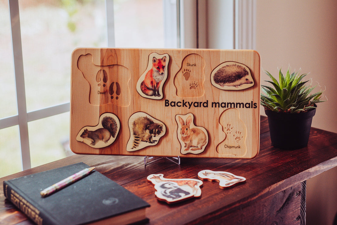 Woodland animals toys - Backyard mammals puzzle - wooden puzzle
