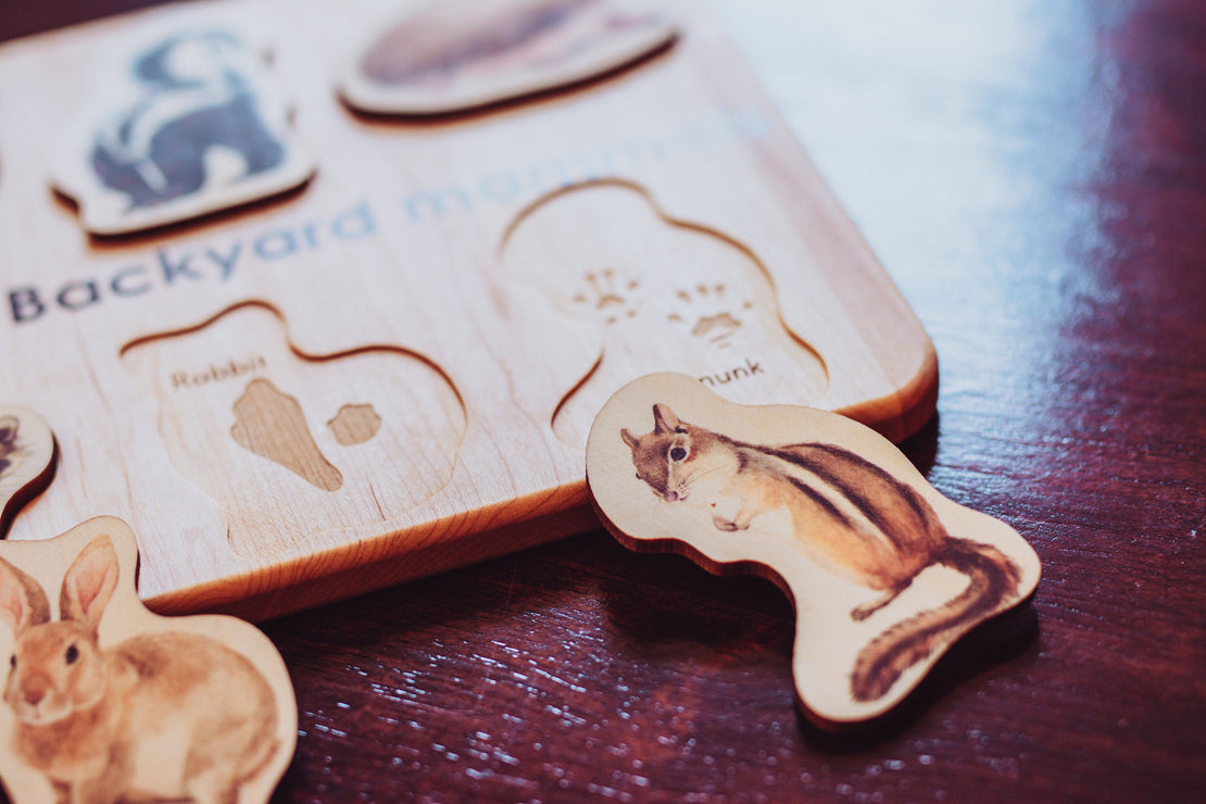 Woodland animals toys - Backyard mammals puzzle - wooden puzzle