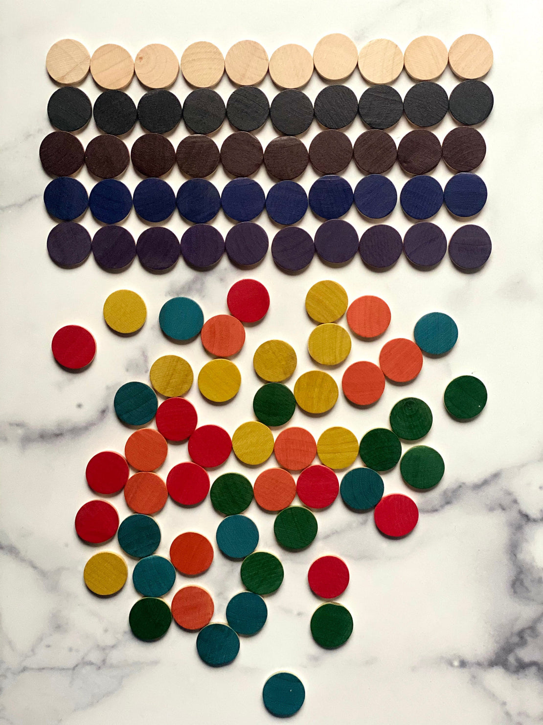 Pattern coins for double sided hundred board and Arithmetic board