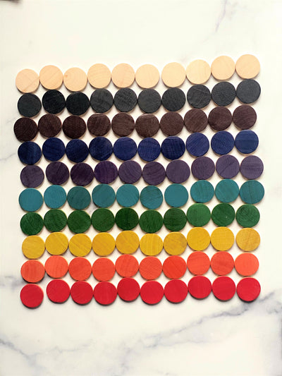 Pattern coins for double sided hundred board and Arithmetic board