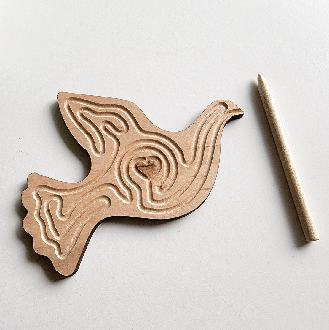 SECONDS Peace dove pocket labyrinth - hardwood maple breathing tool