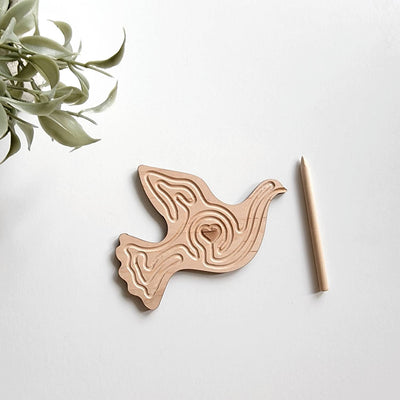 SECONDS Peace dove pocket labyrinth - hardwood maple breathing tool