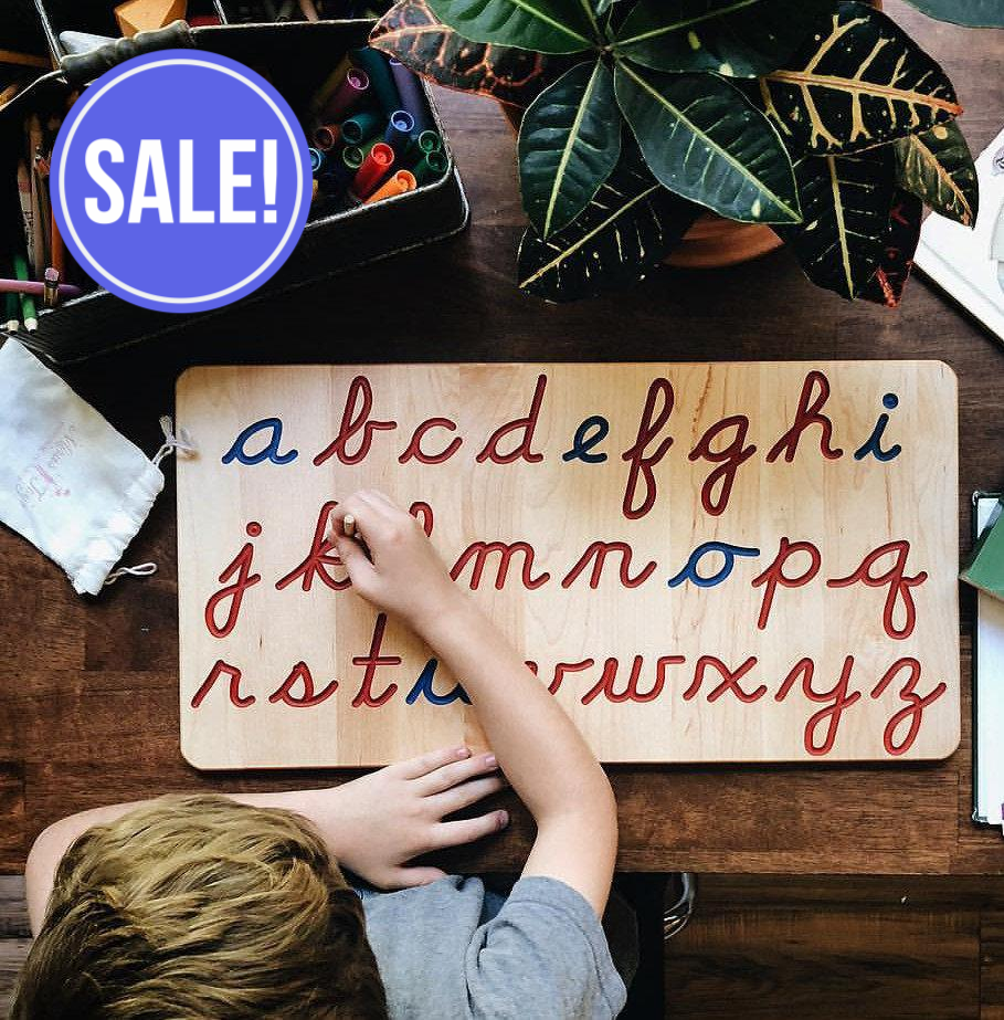 Cursive alphabet tracing board - wooden alphabet board - wooden tracing board - Montessori - Waldorf
